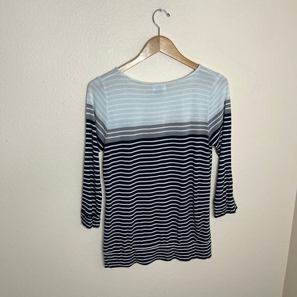 Old Navy Gray Black Stripe Boatneck Tee Medium - Picture 5 of 7